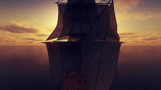 海洋和旧船的日落视频的预览图
