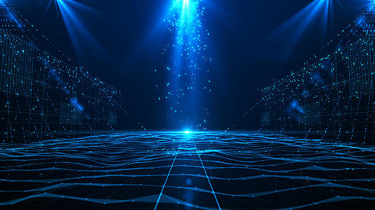 4K科技商务蓝色空间点线背景视频的预览图