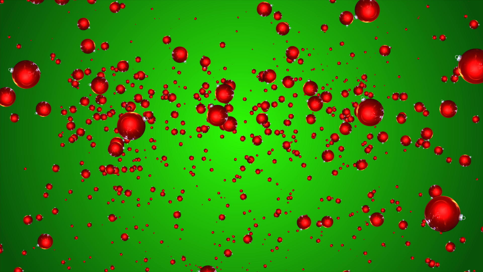 五颜六色的圣诞节球落在绿色背景上视频的预览图