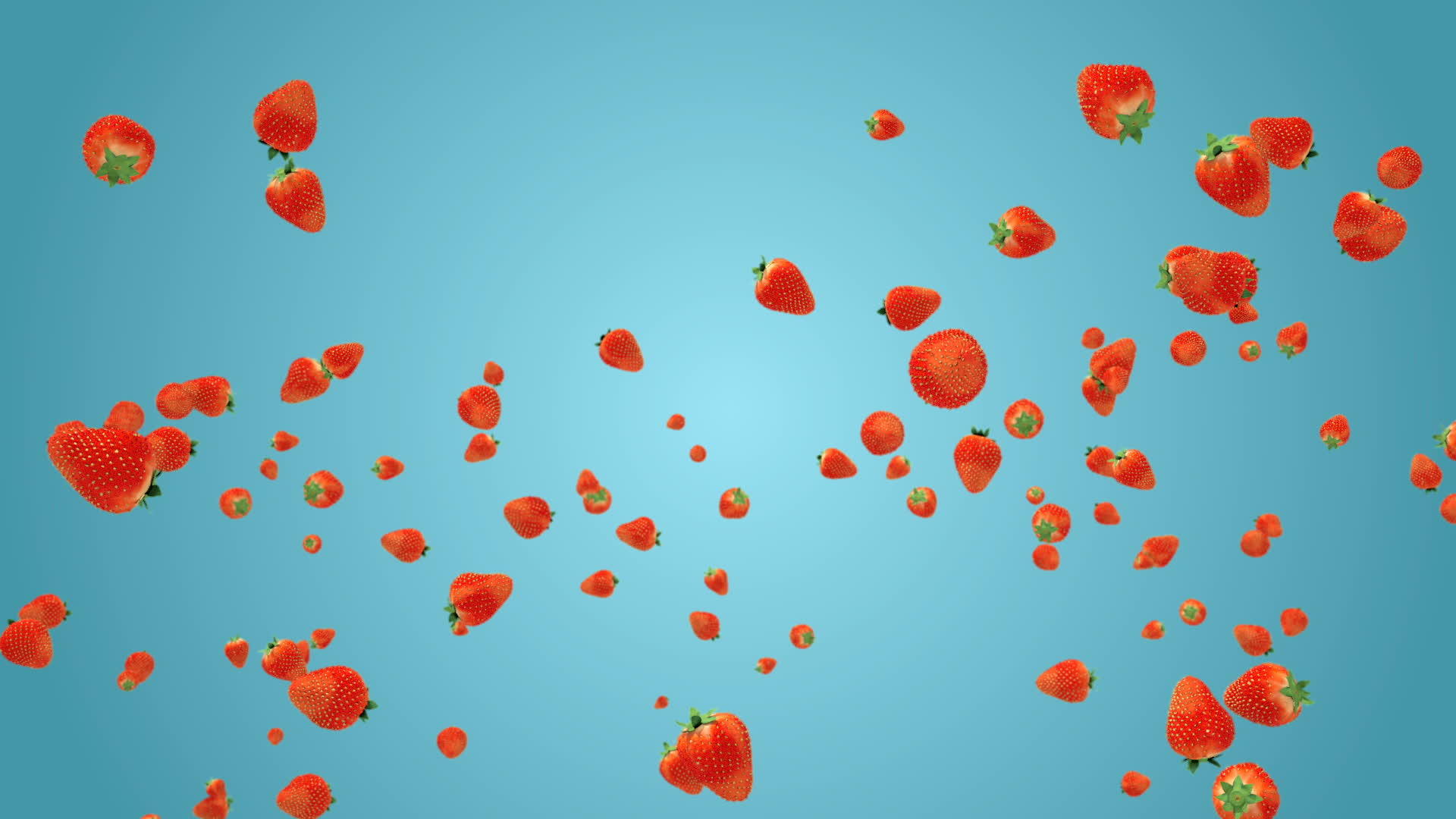 新鲜的草莓以蓝色梯度缓慢飞行视频的预览图
