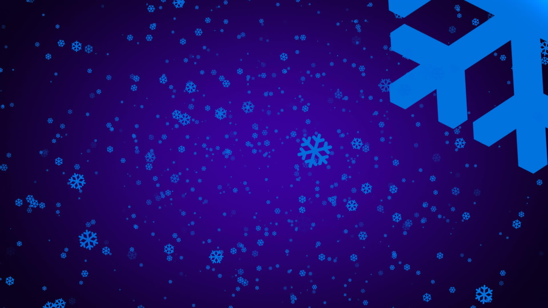蓝色雪瀑动画在蓝色背景上视频的预览图