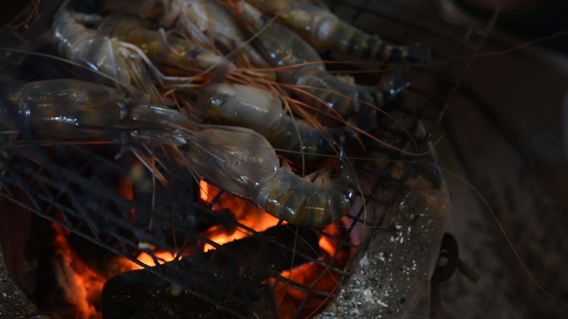 烤虾大淡水虾视频的预览图
