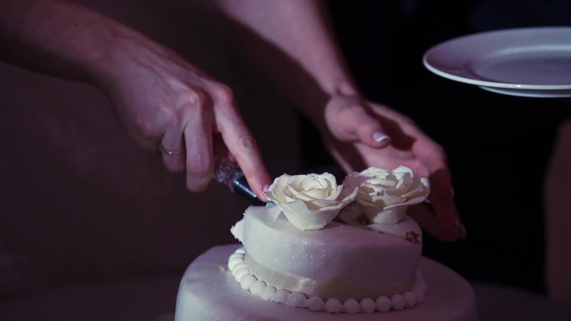 妇女切下庆祝蛋糕视频的预览图