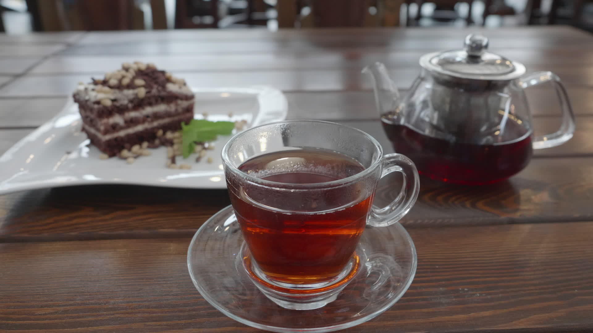 热茶和蛋糕咖啡馆视频的预览图