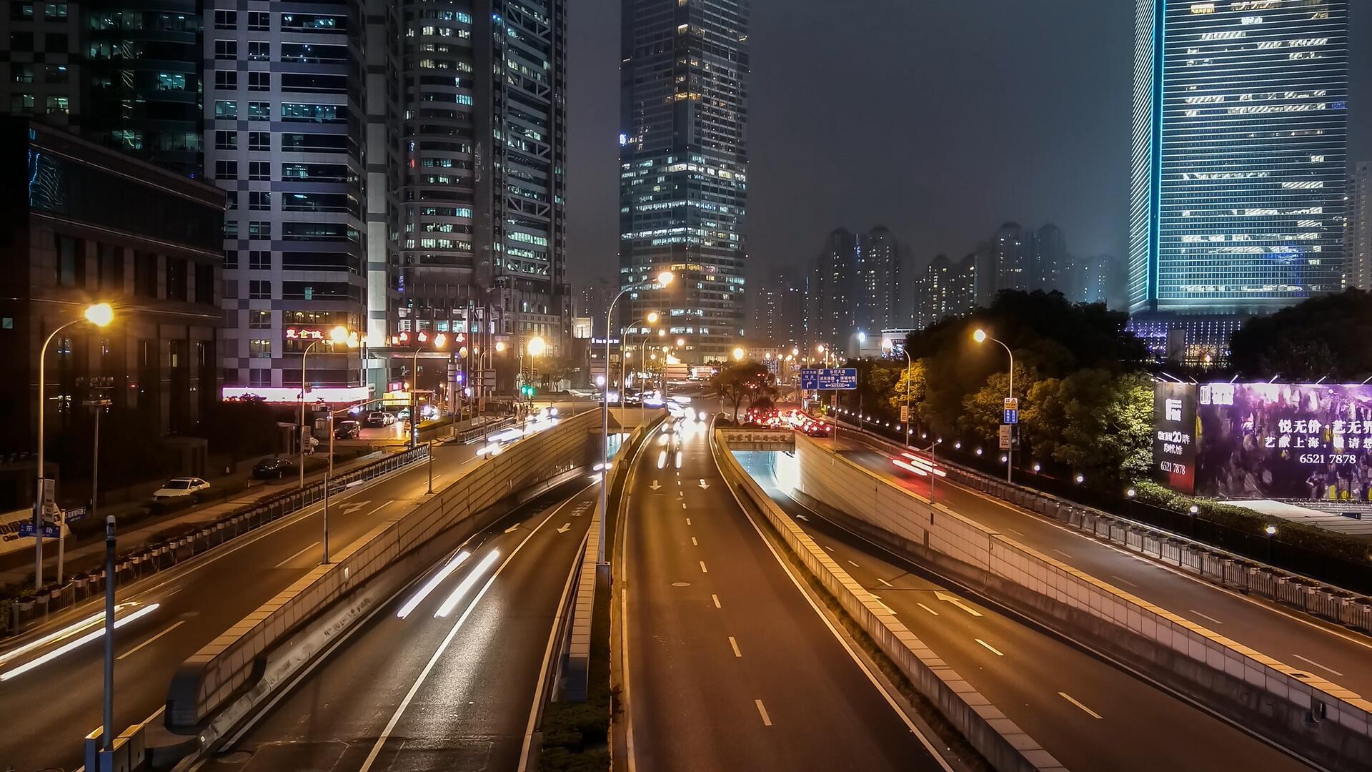 上海中环地道夜景延时视频视频的预览图