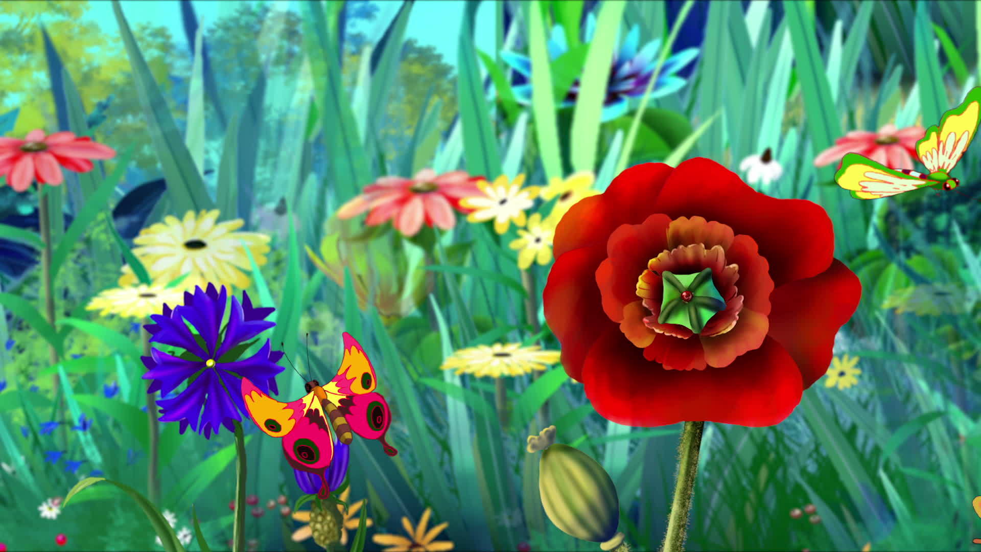 鲜花和蝴蝶视频的预览图