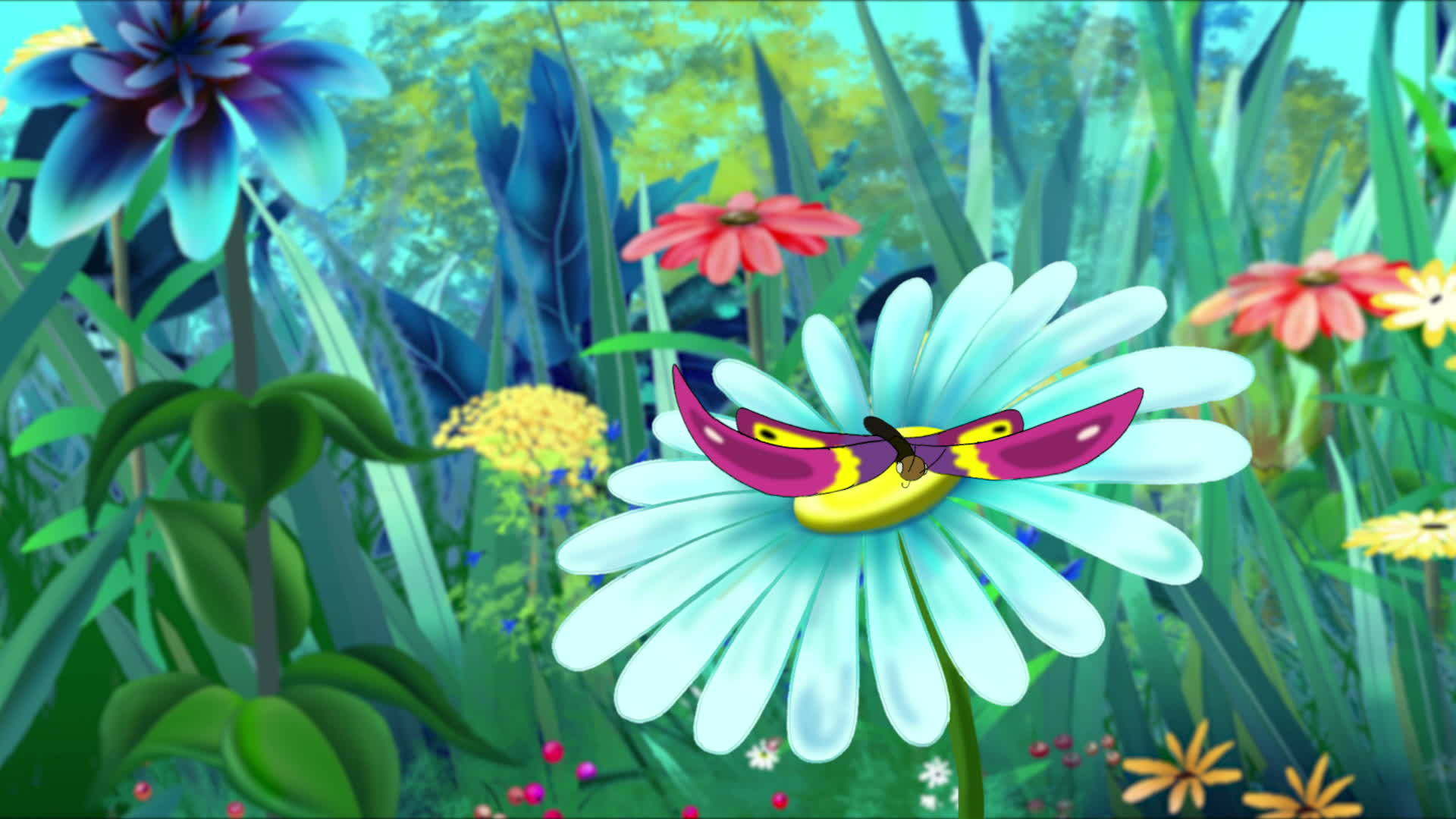 紫色的蝴蝶和花朵在草原上视频的预览图