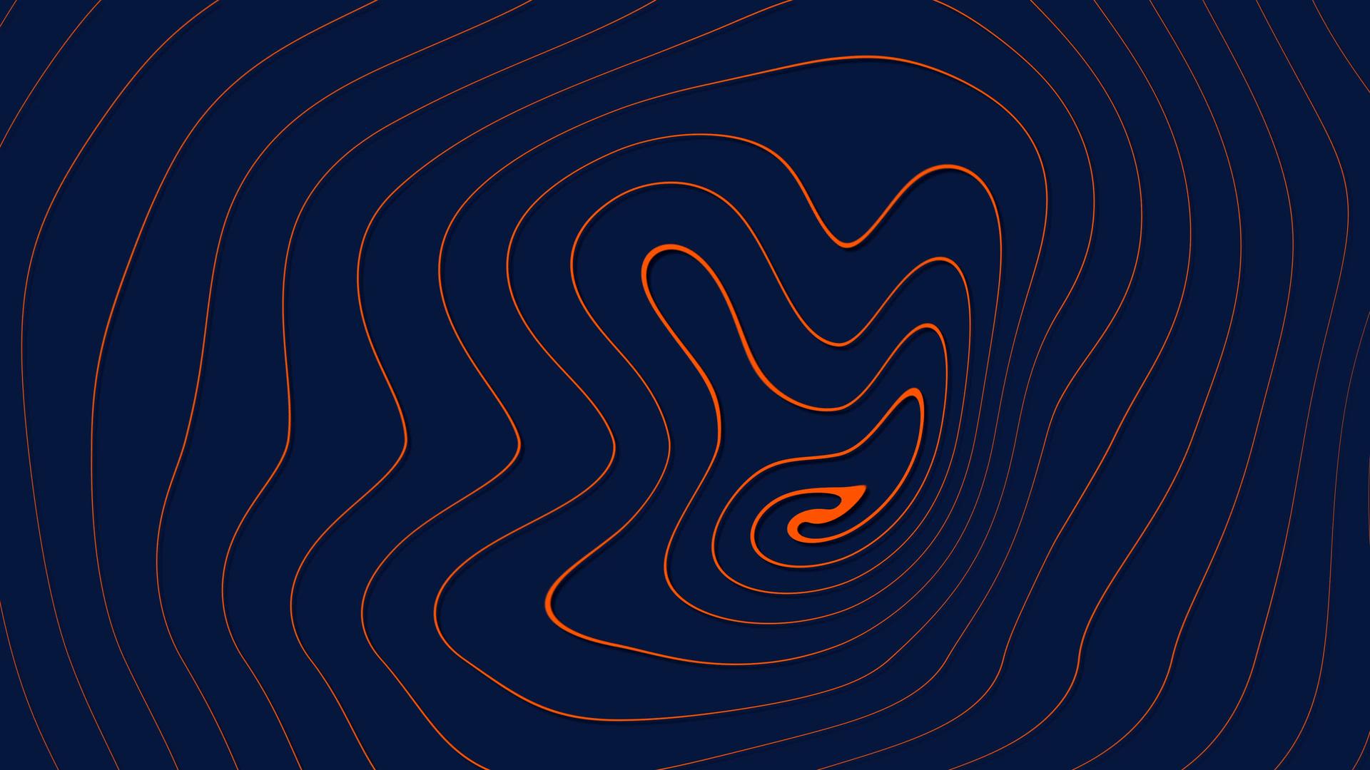 橙色螺旋环不断地向蓝色背景的中心移动视频的预览图