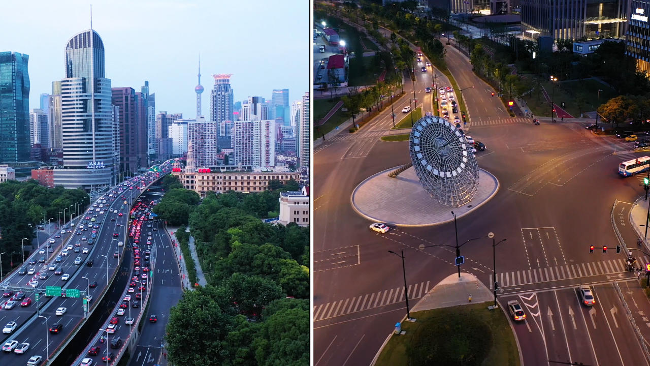 4K航拍上海交通空镜视频的预览图