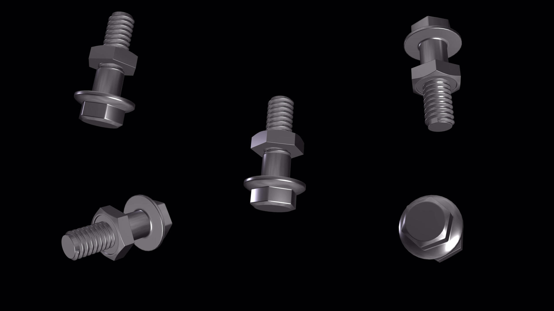 4ps位置螺栓和螺母紧固螺母和螺栓金属灰色动画没有视频的预览图