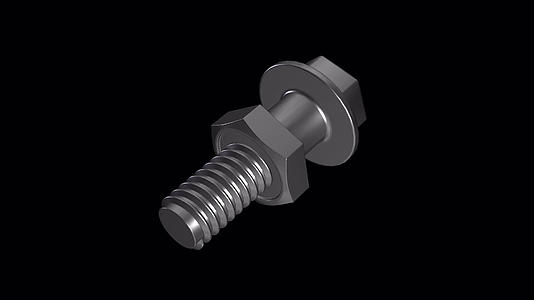 螺栓和螺母紧固螺母和螺栓金属灰色动画螺栓是一个角度视频的预览图