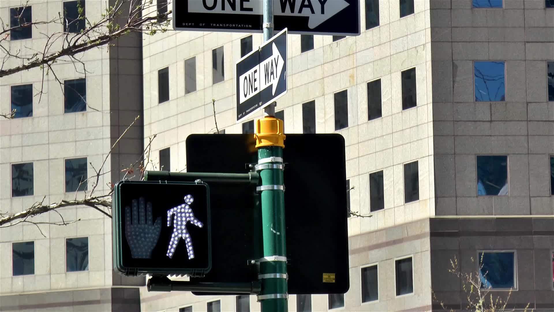 纽约曼哈顿的交通灯和路标视频的预览图