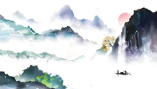 中国风山水墨画视频的预览图