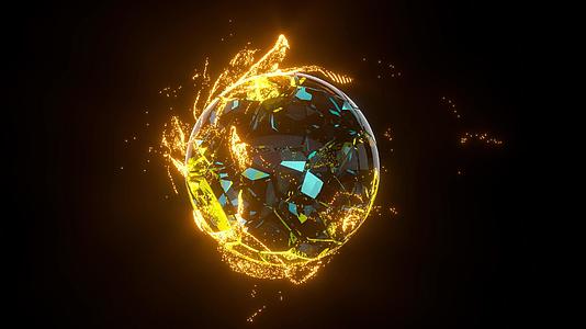地球周围的金粒3D投影视频的预览图