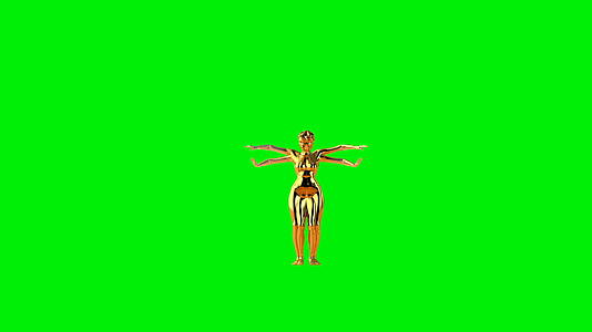 美丽的金色女人的肚子舞催眠镜动作绿屏视频的预览图