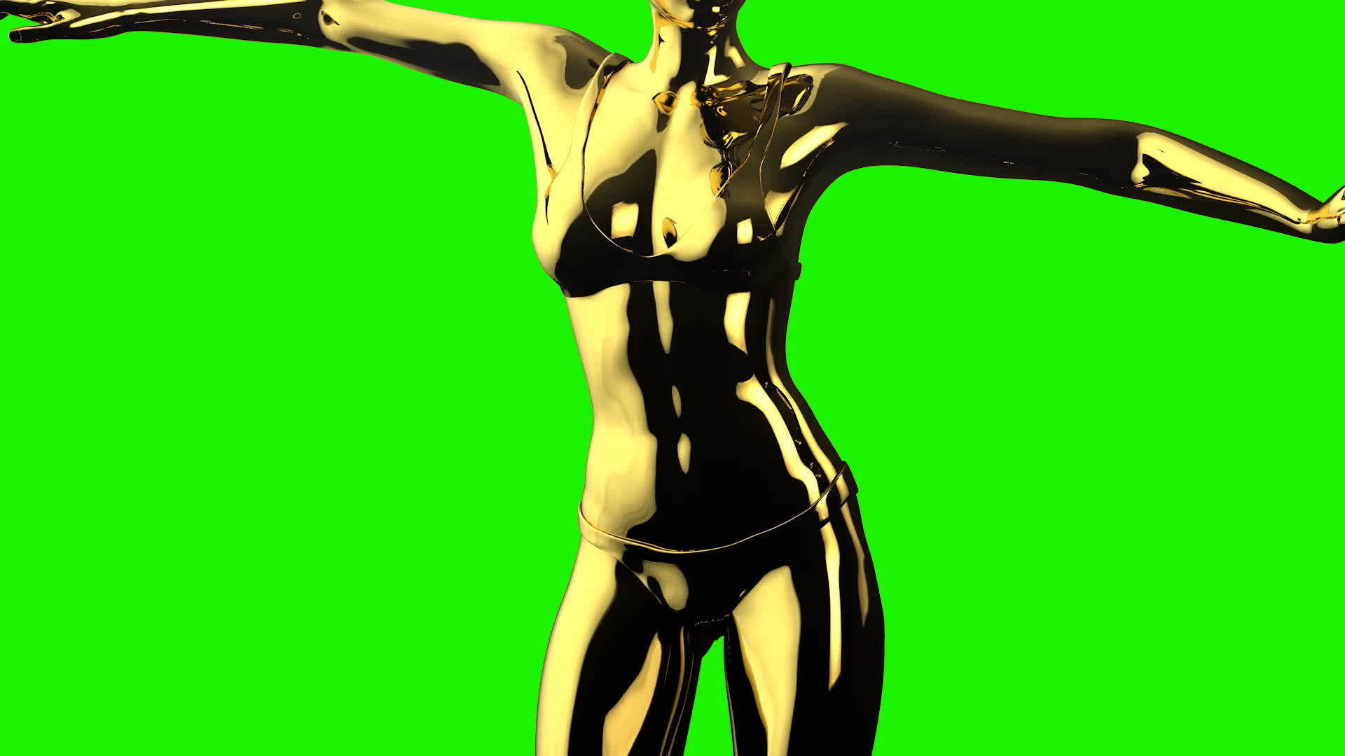 金色女人的近身做腹部舞蹈无缝环绿色铬环视频的预览图