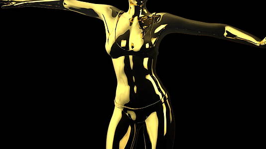 金色女人的近身在腹部无缝地环绕着黑色视频的预览图