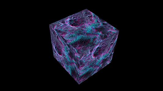 立方体量子计算机抽象数百万粒子球大数据数字技术蓝色视频的预览图