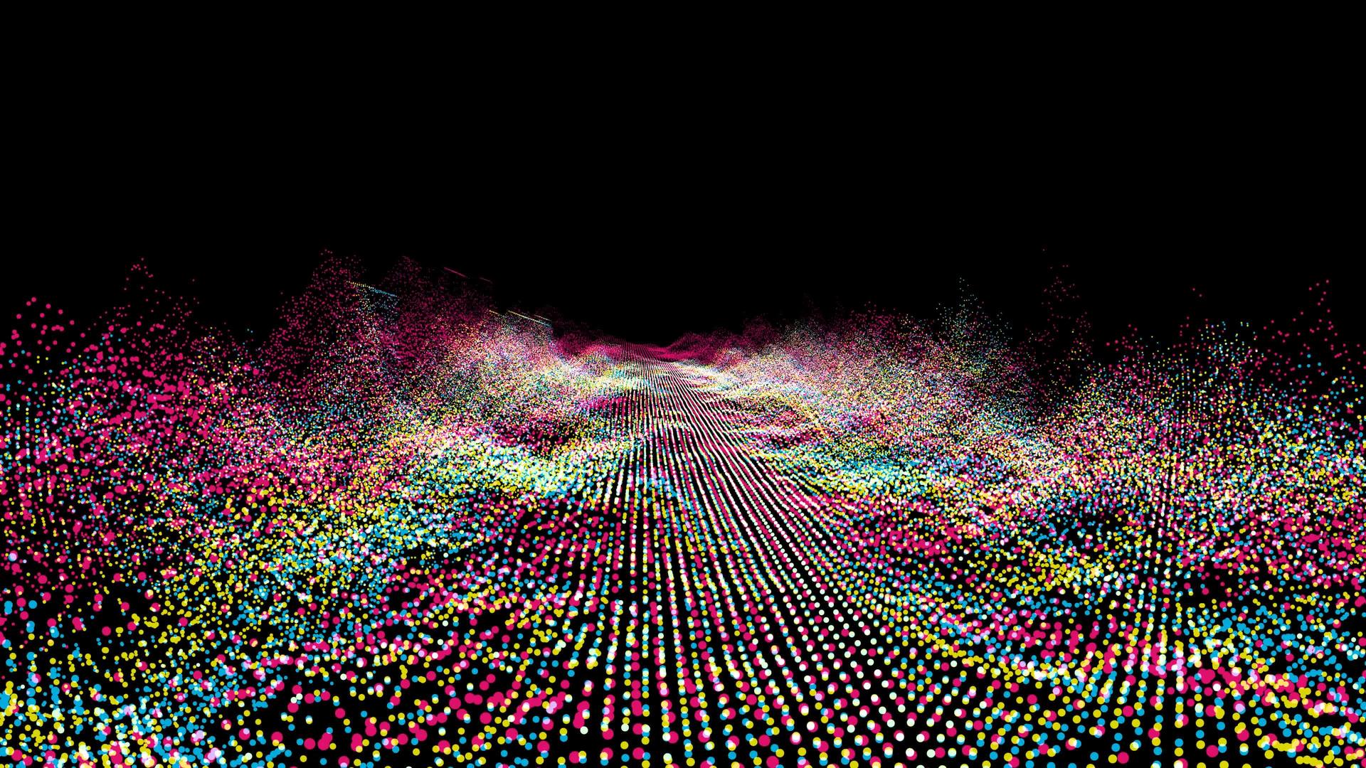 未来派抽象红绿黄色波浪球可视化波技术数字表面视频的预览图