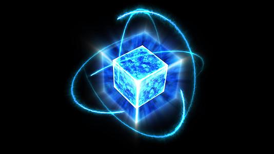 空心核心能量表面和原子的神秘深蓝波立方体视频的预览图