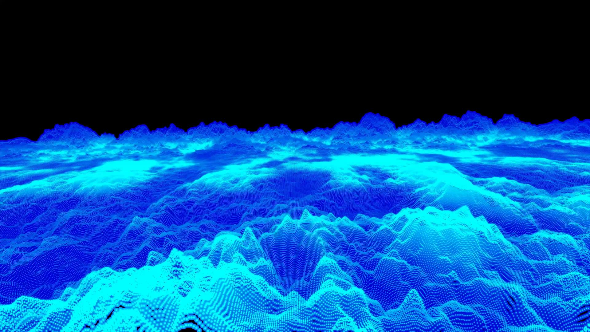 未来派抽象青色发光蓝色飞过波浪音频音乐球视频的预览图