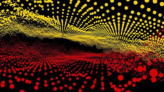 未来派抽象红色和黄色维度波形球振荡视频的预览图