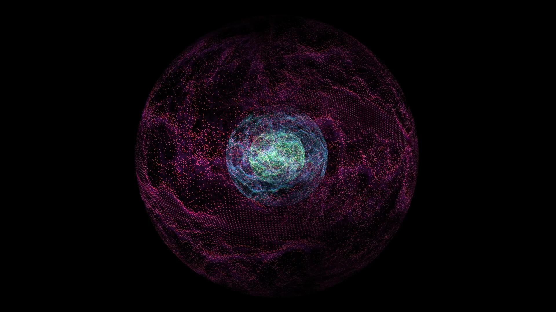 数字紫色球体表面和蓝色电源视频的预览图