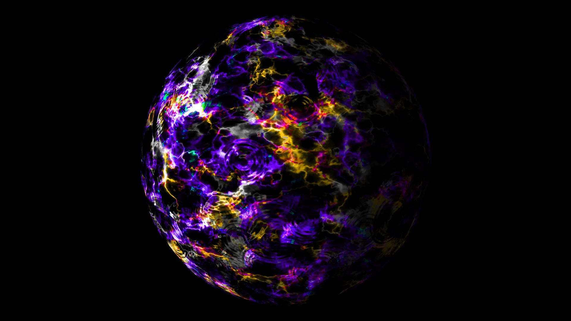抽象紫色可视化波技术数字金能球表面粒子外部视频的预览图