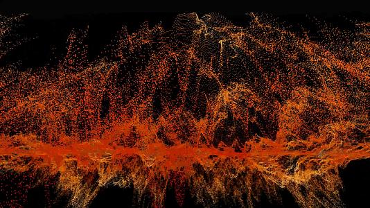岩浆波形球振动可视化波技术和数字表面的颗粒星视频的预览图