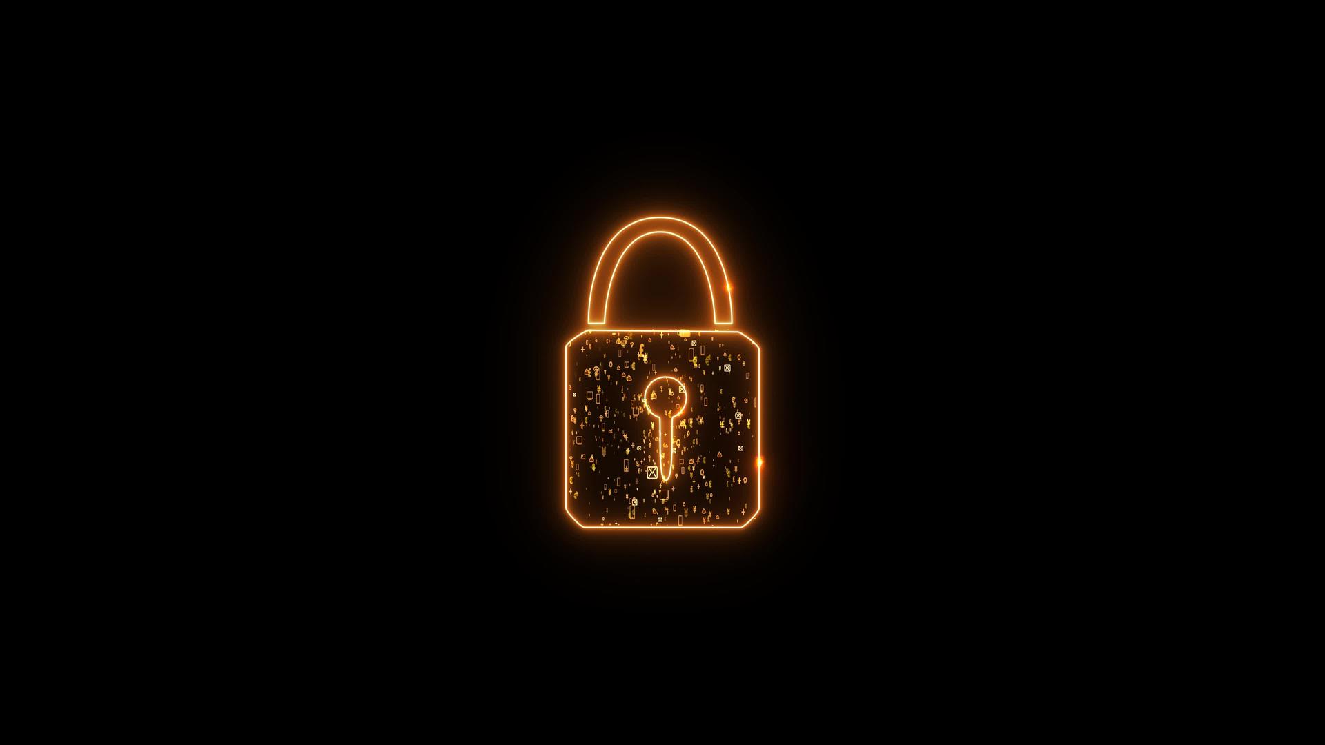 安全数字锁红色社交媒体图标粒子爆炸性金币豪华符号视频的预览图