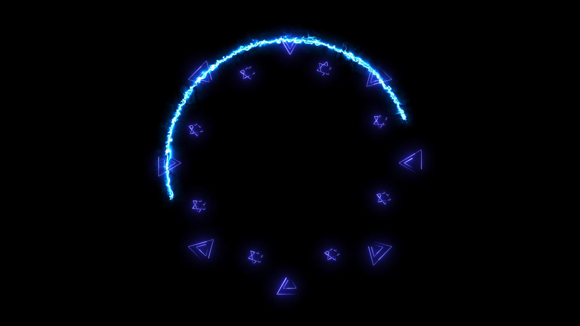 Absract魔法热橙电和蓝色能源循环线轮流通过视频的预览图