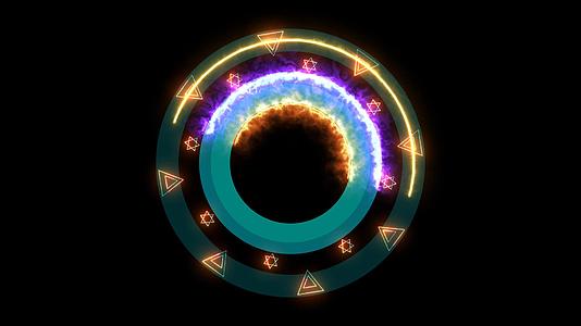 absract魔法能量恒星圆通过三驾驶天使发光和旋转视频的预览图
