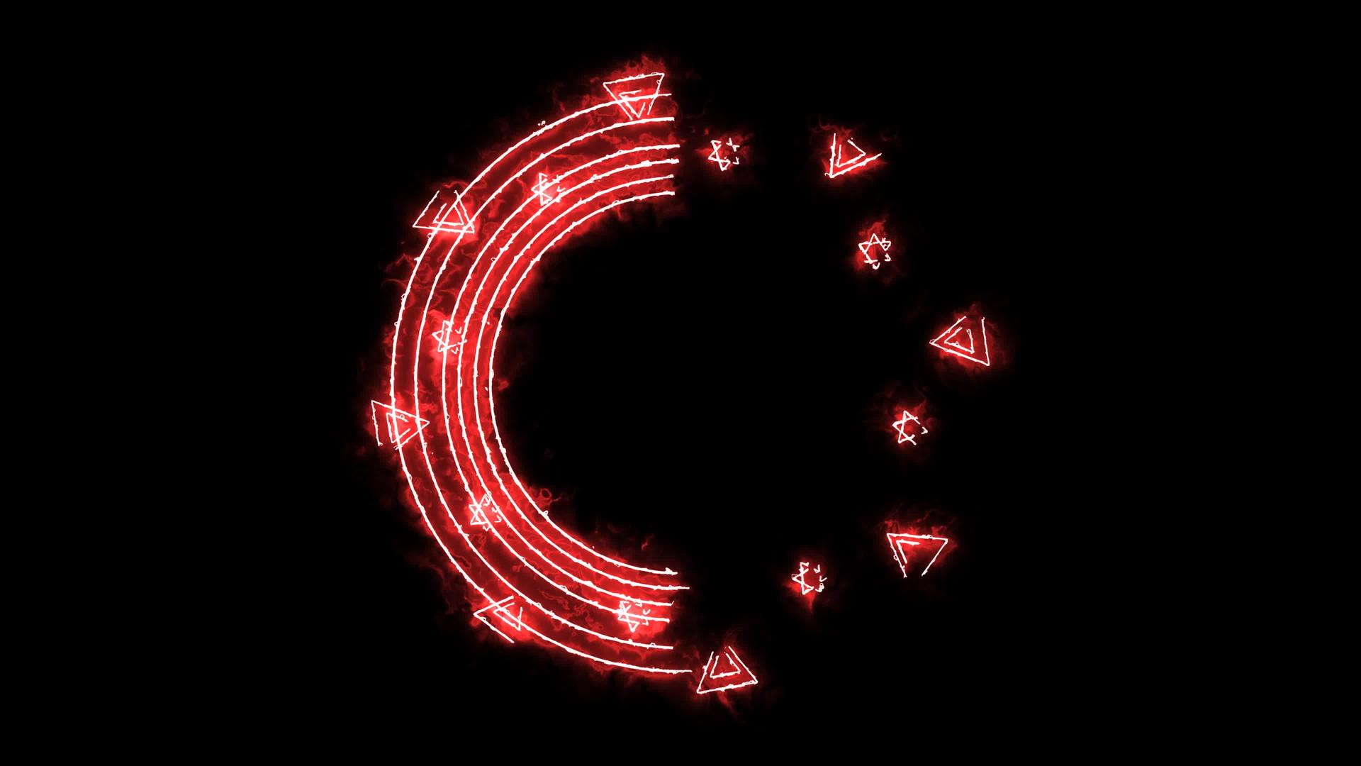 absract橙红热热线灯三角星和六边星视频的预览图