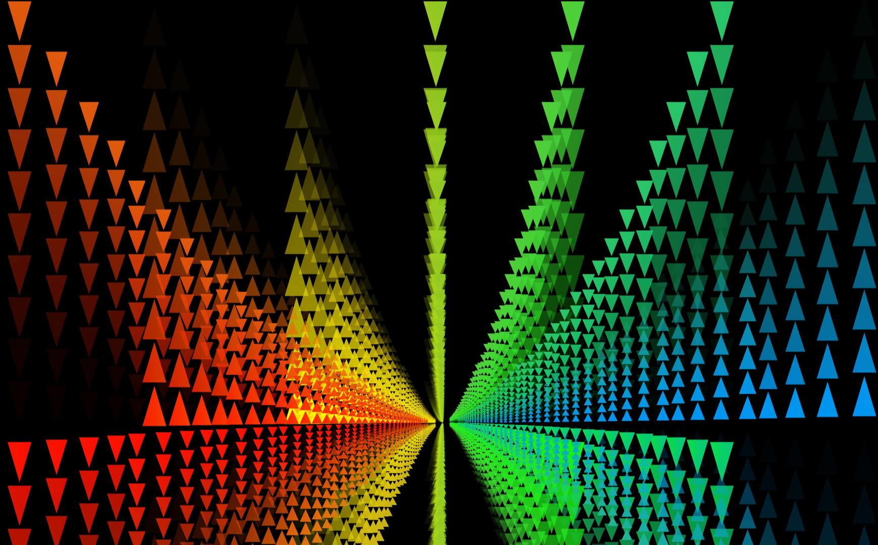 三角形彩虹翼波数在黑屏上慢慢淡化视频的预览图
