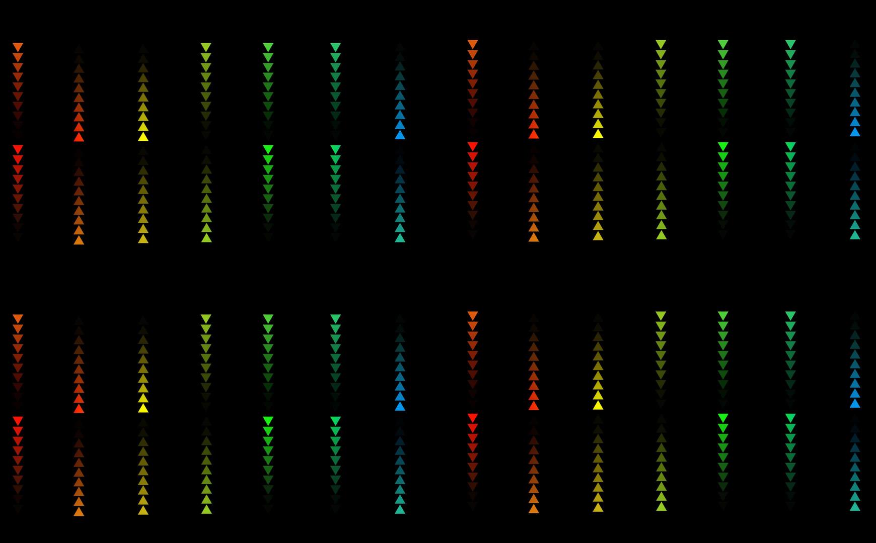 三角形彩虹向上和向下的小数字在黑屏上慢慢淡化视频的预览图