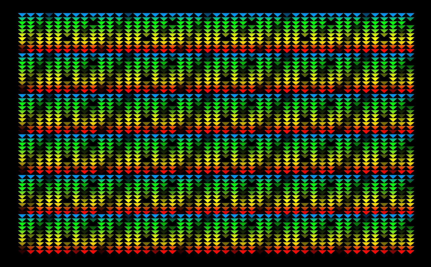 黑屏线上的三角形向下组图案和四种颜色的慢色都被稀释了视频的预览图