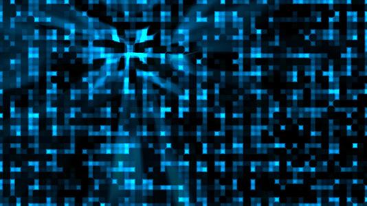 未来派抽象小方光波技术可视化蓝色色调数字表面背景视频的预览图