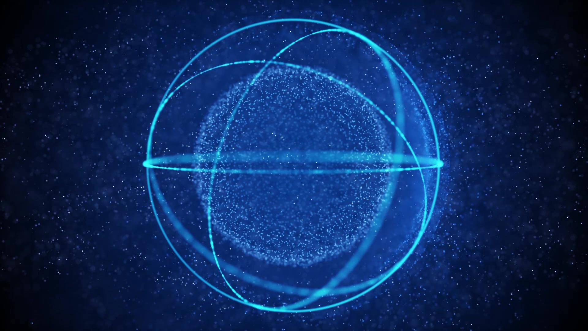 唯美蓝色粒子球体视频的预览图
