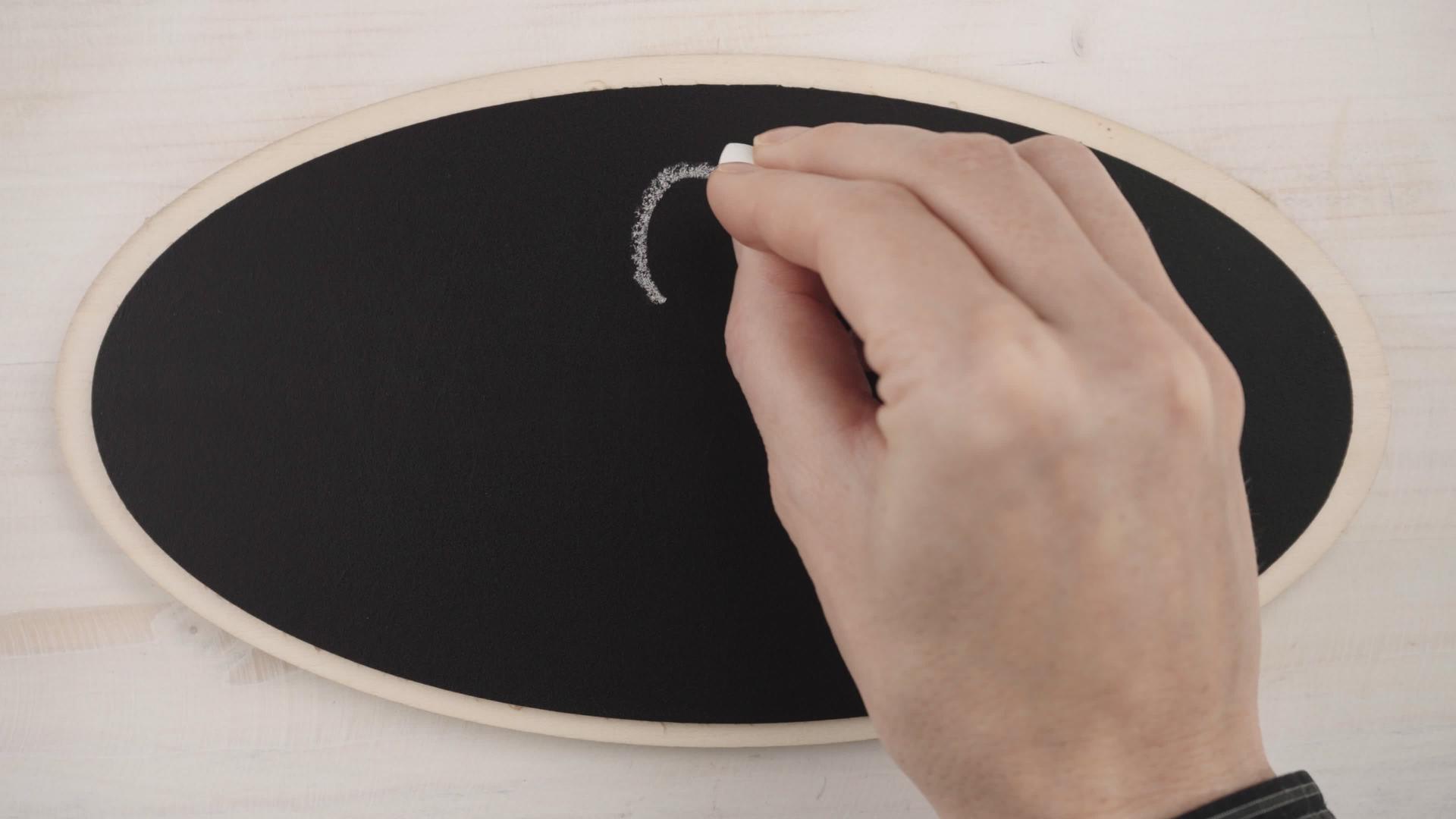 在黑板上画白色粉笔的问号时手绘女性的平面视频的预览图