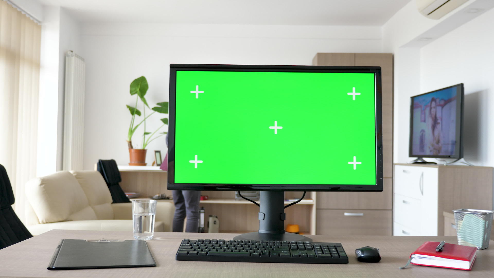 大绿色屏幕染色体模拟现代个人计算机视频的预览图