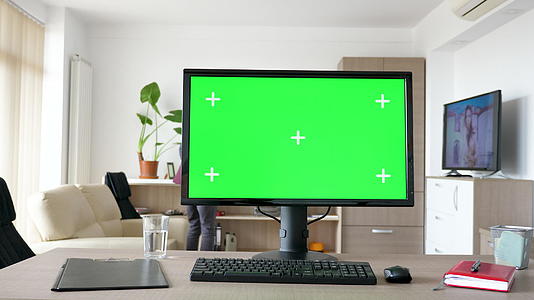 大绿色屏幕染色体模拟现代个人计算机视频的预览图