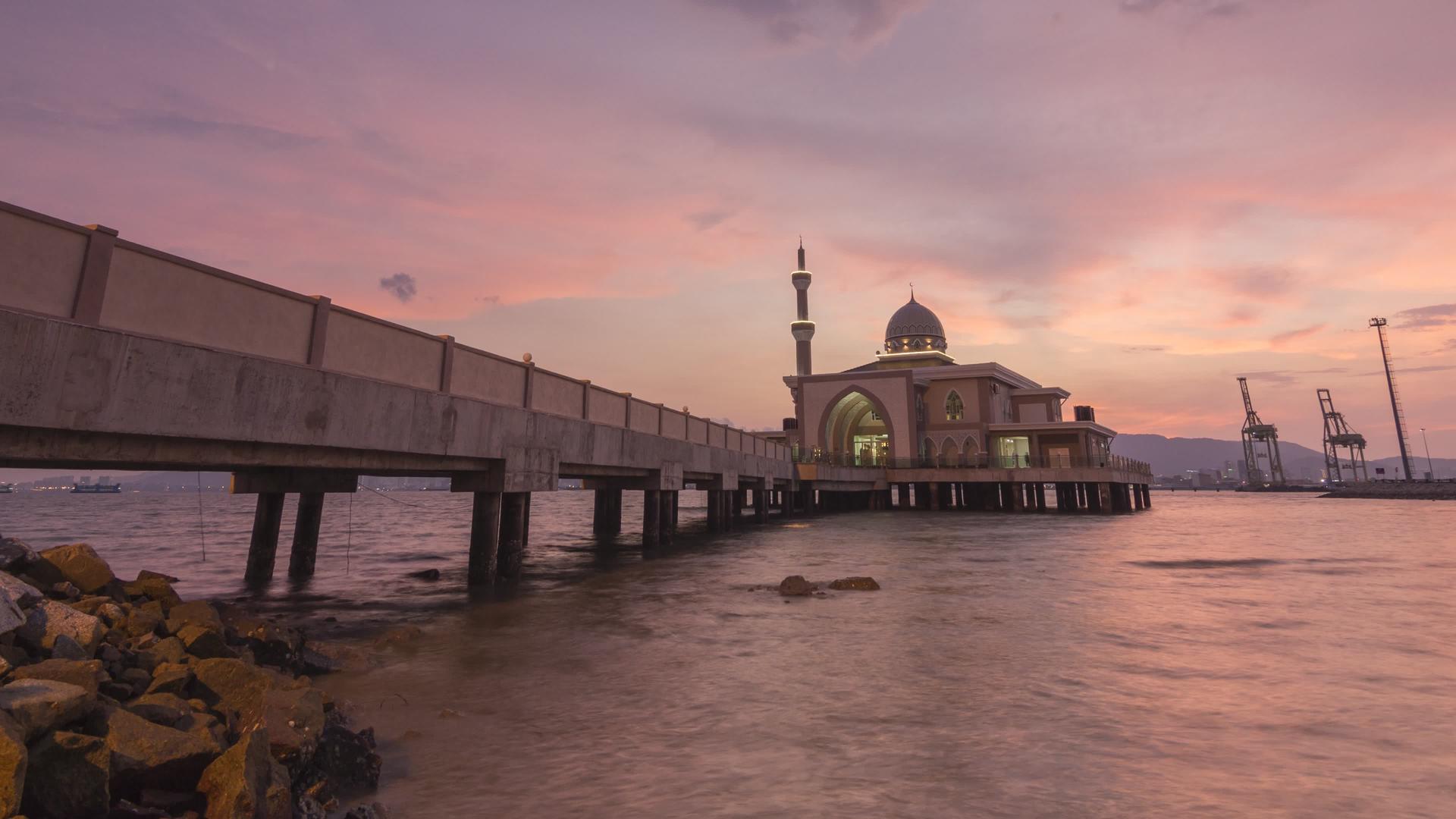 日落的清真寺视频的预览图