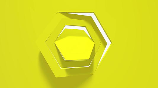 黄色商业背景六边形旋转窗框在框架的中心d视频的预览图