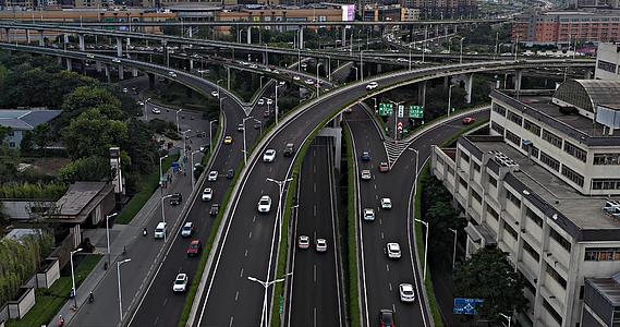 南京城市赛虹桥高架车流黄昏航拍4K视频的预览图