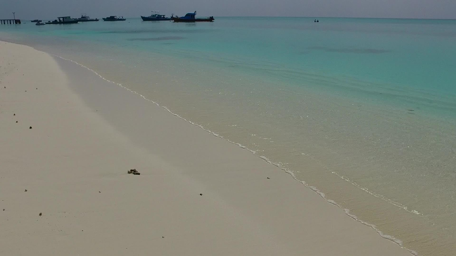 伊德利通过海滩附近清澈的海洋和白色的沙土背景紧密纹理视频的预览图
