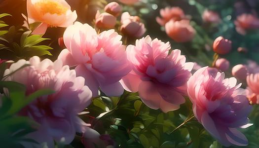 数字艺术的粉红牡丹花视频的预览图