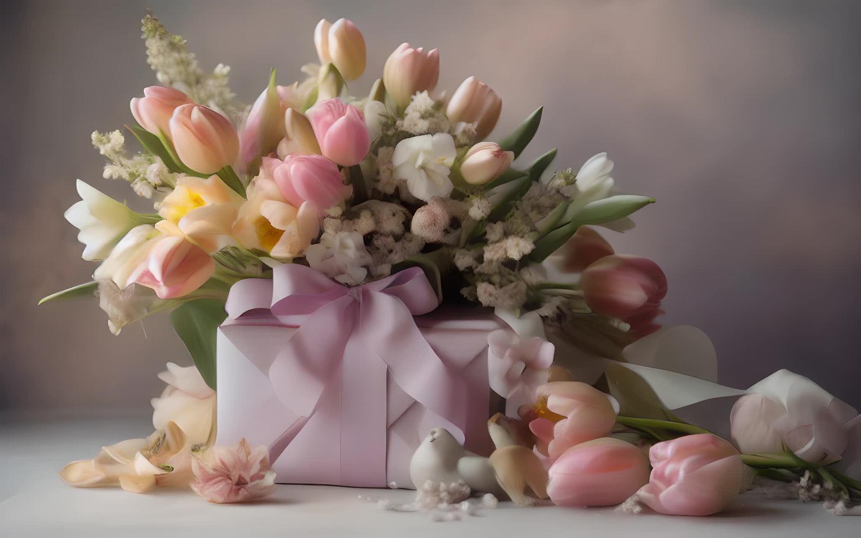 母亲节的粉色系花礼物视频的预览图