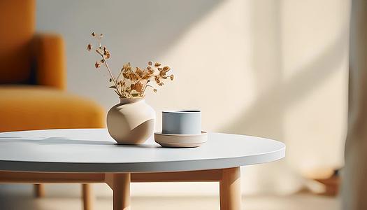 简单的白色花瓶和干花瓶放在客厅木桌上视频的预览图