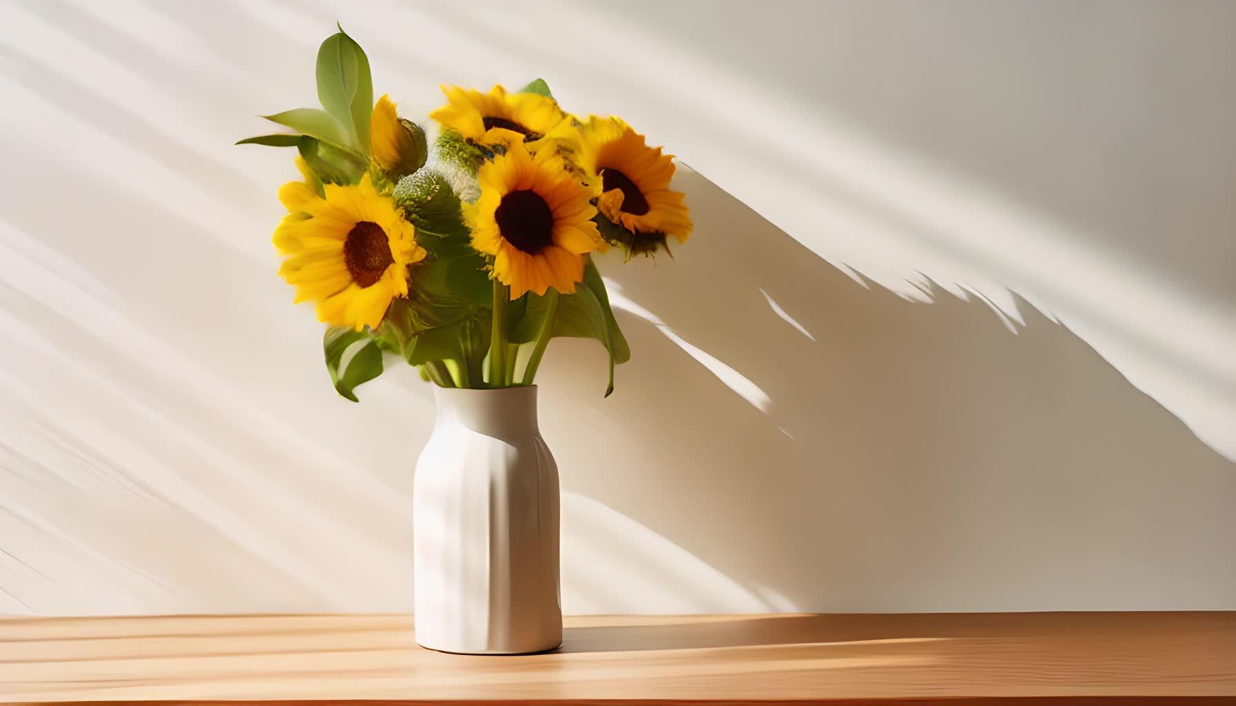 向日葵花束上的阳光照射着数字艺术视频的预览图