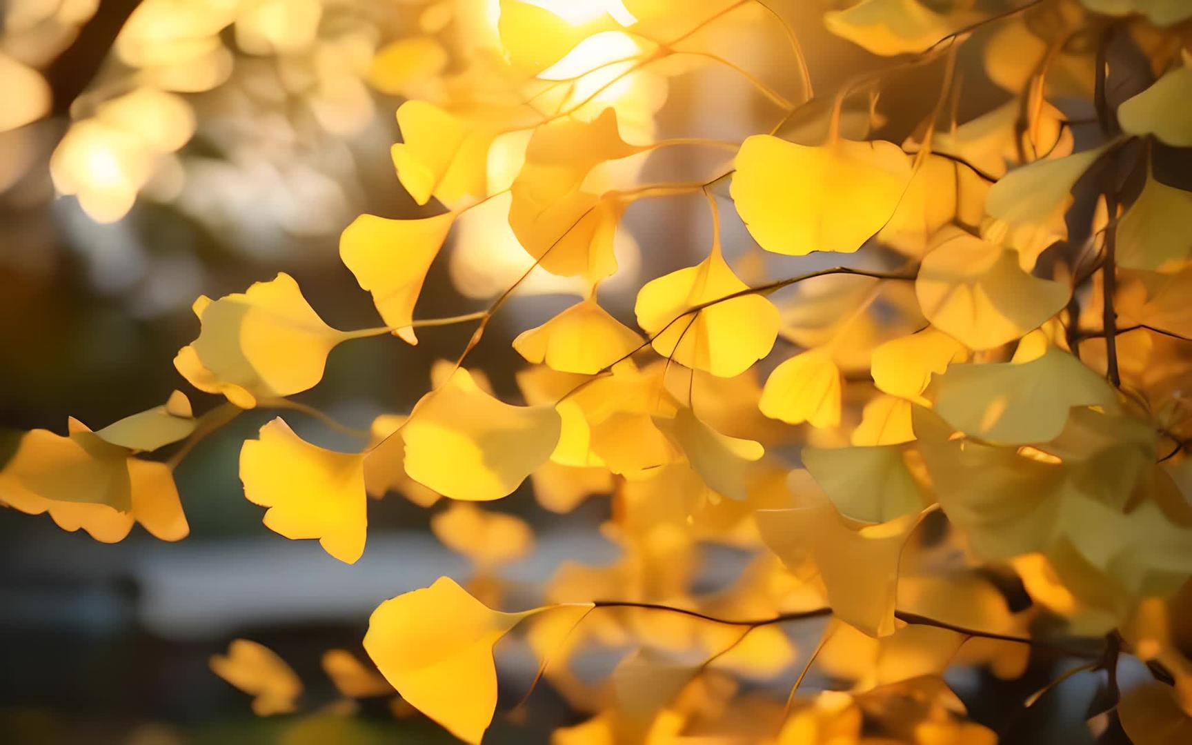 秋树上的银杏叶视频的预览图
